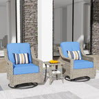 HOOOWOOO 3-piece Outdoor Patio Swivel Rocker Chairs with Side Table