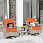 HOOOWOOO 3-piece Outdoor Patio Swivel Rocker Chairs with Side Table