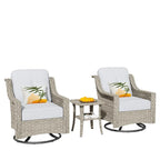 HOOOWOOO 3-piece Outdoor Patio Swivel Rocker Chairs with Side Table