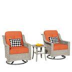 HOOOWOOO 3-piece Outdoor Patio Swivel Rocker Chairs with Side Table