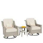 HOOOWOOO 3-piece Outdoor Patio Swivel Rocker Chairs with Side Table