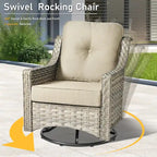 HOOOWOOO 3-piece Outdoor Patio Swivel Rocker Chairs with Side Table