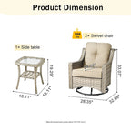 HOOOWOOO 3-piece Outdoor Patio Swivel Rocker Chairs with Side Table