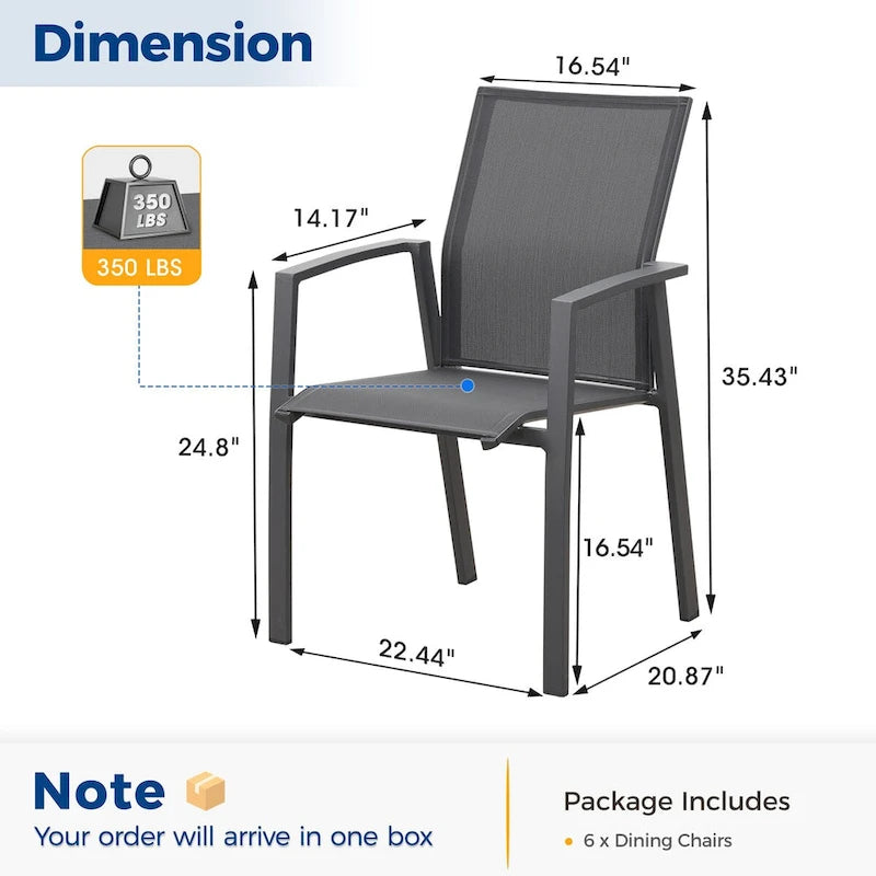 Stacking Aluminum Patio Dining Armchair (Set of 6)