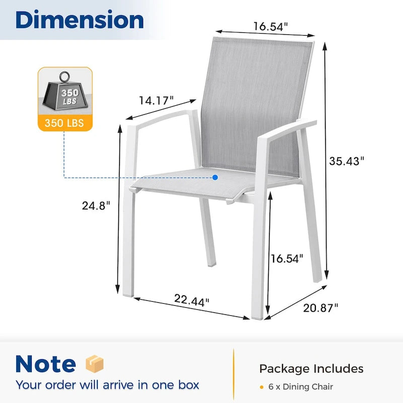 Stacking Aluminum Patio Dining Armchair (Set of 6)