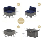 15 Piece Wicker Set Patio Sofa Furniture with Fire Pit And Table