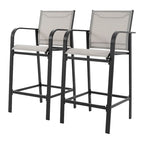 Nuu Garden Outdoor 2-Piece Textilene High Bar Stools, Gray
