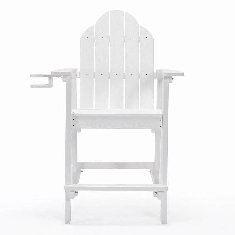 LUE BONA Plastic Patio Bar Stool Tall Adirondack Chairs,Bar Height Dining Chairs with Cup Holder