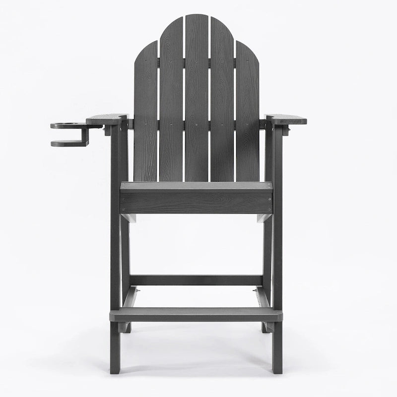 LUE BONA Plastic Patio Bar Stool Tall Adirondack Chairs,Bar Height Dining Chairs with Cup Holder