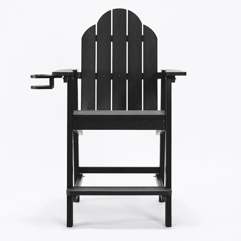 LUE BONA Plastic Patio Bar Stool Tall Adirondack Chairs,Bar Height Dining Chairs with Cup Holder