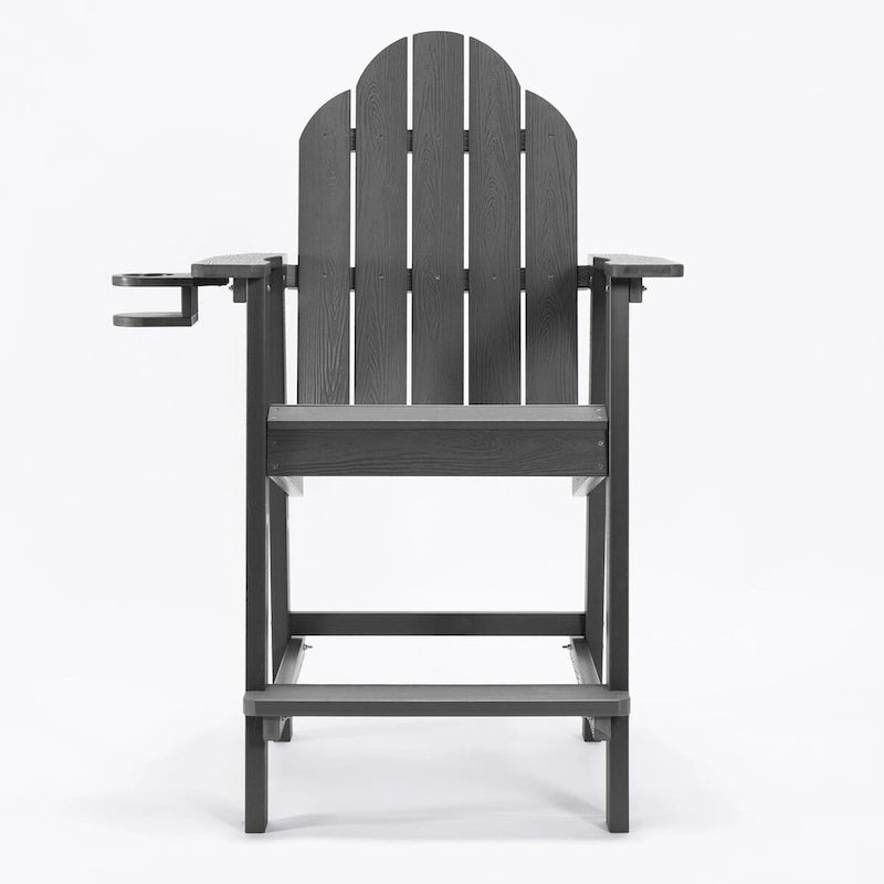 LUE BONA Plastic Patio Bar Stool Tall Adirondack Chairs,Bar Height Dining Chairs with Cup Holder