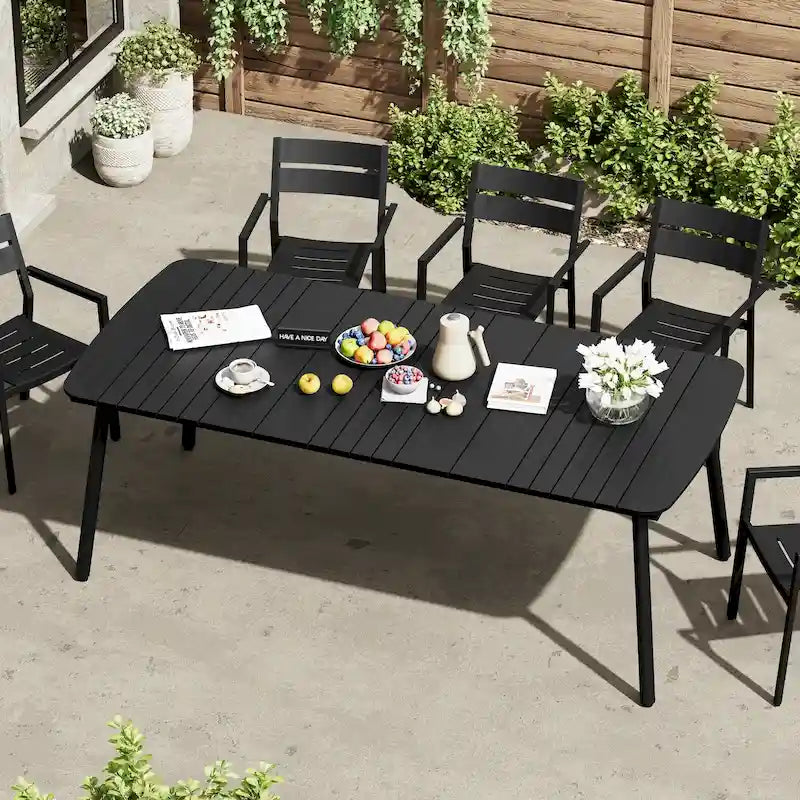 Outdoor Patio Dining Table Rectangular Aluminum Outdoor Table for 6/8/10 Person