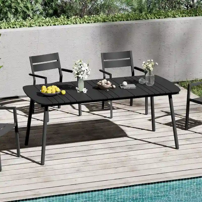 Outdoor Patio Dining Table Rectangular Aluminum Outdoor Table for 6/8/10 Person