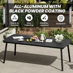 Outdoor Patio Dining Table Rectangular Aluminum Outdoor Table for 6/8/10 Person