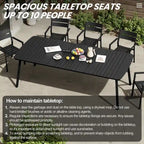 Outdoor Patio Dining Table Rectangular Aluminum Outdoor Table for 6/8/10 Person