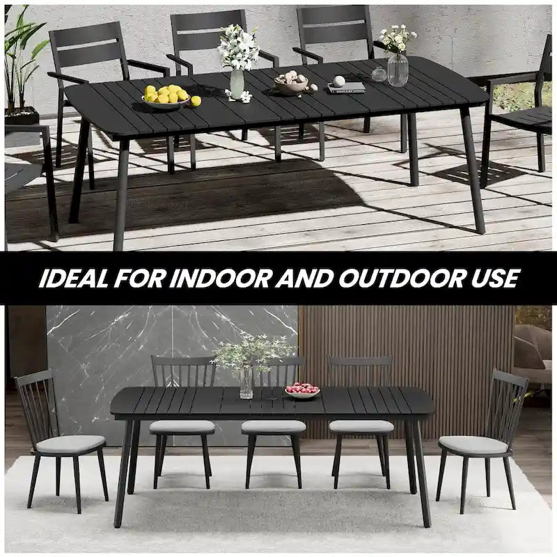 Outdoor Patio Dining Table Rectangular Aluminum Outdoor Table for 6/8/10 Person