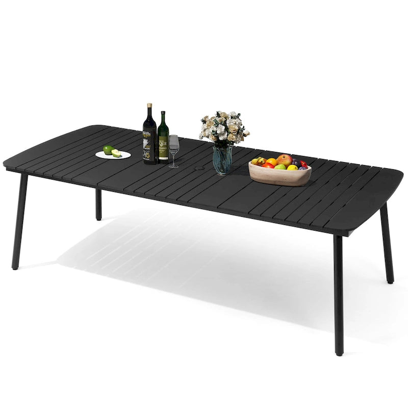 Outdoor Patio Dining Table Rectangular Aluminum Outdoor Table for 6/8/10 Person
