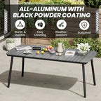 Outdoor Patio Dining Table Rectangular Aluminum Outdoor Table for 6/8/10 Person