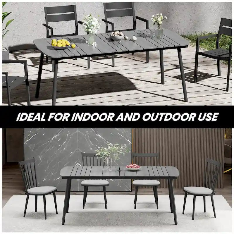 Outdoor Patio Dining Table Rectangular Aluminum Outdoor Table for 6/8/10 Person