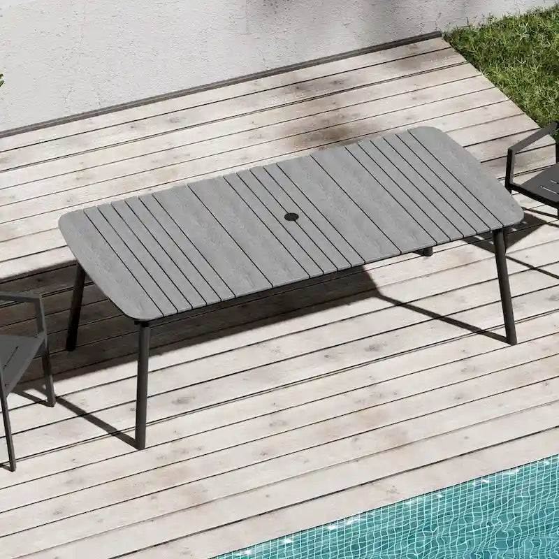 Outdoor Patio Dining Table Rectangular Aluminum Outdoor Table for 6/8/10 Person