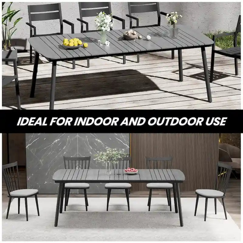 Outdoor Patio Dining Table Rectangular Aluminum Outdoor Table for 6/8/10 Person