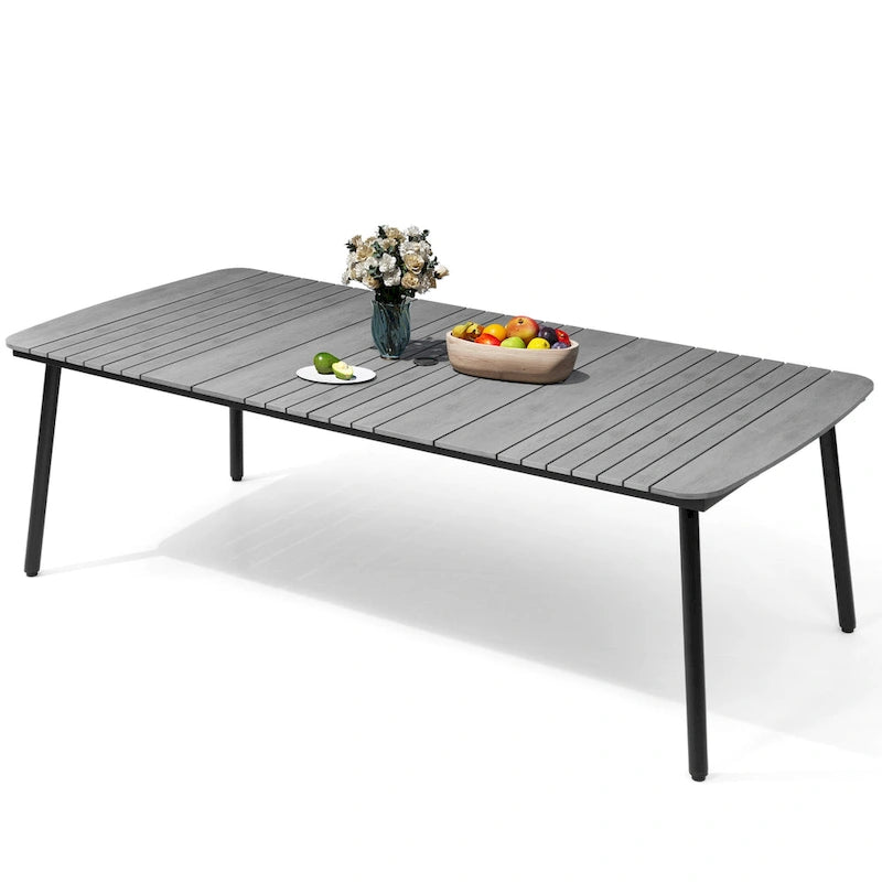 Outdoor Patio Dining Table Rectangular Aluminum Outdoor Table for 6/8/10 Person