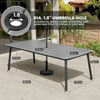 Outdoor Patio Dining Table Rectangular Aluminum Outdoor Table for 6/8/10 Person