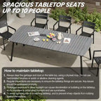 Outdoor Patio Dining Table Rectangular Aluminum Outdoor Table for 6/8/10 Person
