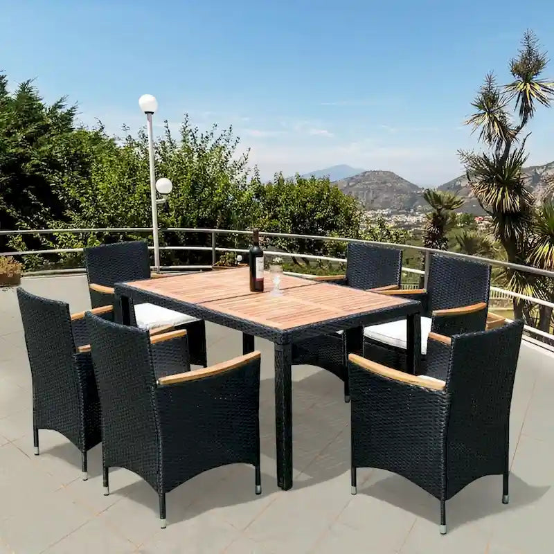 7 Piece Outdoor Patio Wicker Dining Set Patio Wicker Furniture Dining Set