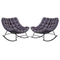 Outdoor Rocker Recliner Egg Reading Chair with Large Cushions (Set of 2)