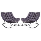 Outdoor Rocker Recliner Egg Reading Chair with Large Cushions (Set of 2)