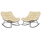 Outdoor Rocker Recliner Egg Reading Chair with Large Cushions (Set of 2)