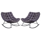 Outdoor Rocker Recliner Egg Reading Chair with Large Cushions (Set of 2)