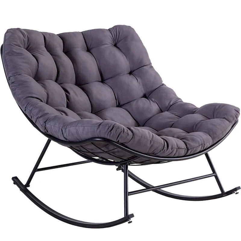 Outdoor Rocker Recliner Egg Reading Chair with Large Cushions (Set of 2)