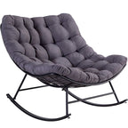 Outdoor Rocker Recliner Egg Reading Chair with Large Cushions (Set of 2)