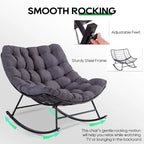 Outdoor Rocker Recliner Egg Reading Chair with Large Cushions (Set of 2)