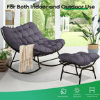 Outdoor Rocker Recliner Egg Reading Chair with Large Cushions (Set of 2)