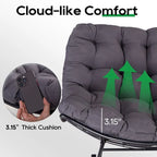 Outdoor Rocker Recliner Egg Reading Chair with Large Cushions (Set of 2)