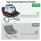 Outdoor Rocker Recliner Egg Reading Chair with Large Cushions (Set of 2)