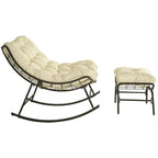 Outdoor Rocker Recliner Egg Reading Chair with Large Cushions (Set of 2)