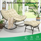 Outdoor Rocker Recliner Egg Reading Chair with Large Cushions (Set of 2)