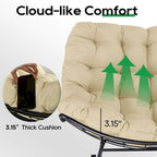 Outdoor Rocker Recliner Egg Reading Chair with Large Cushions (Set of 2)