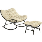 Outdoor Rocker Recliner Egg Reading Chair with Large Cushions (Set of 2)