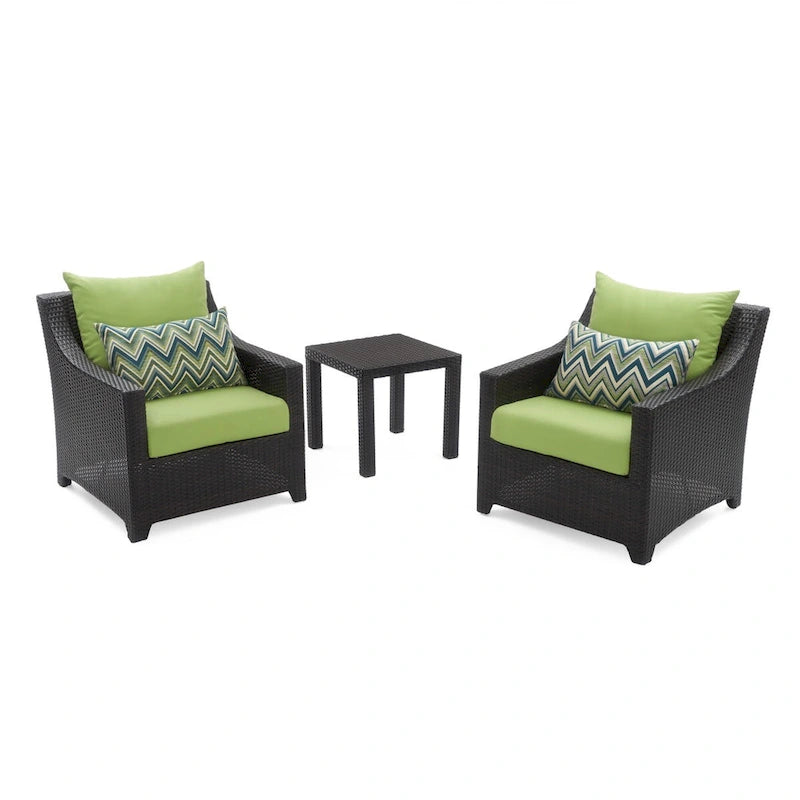 Deco 3 Piece Aluminum Outdoor Patio Club Chairs & Side Table