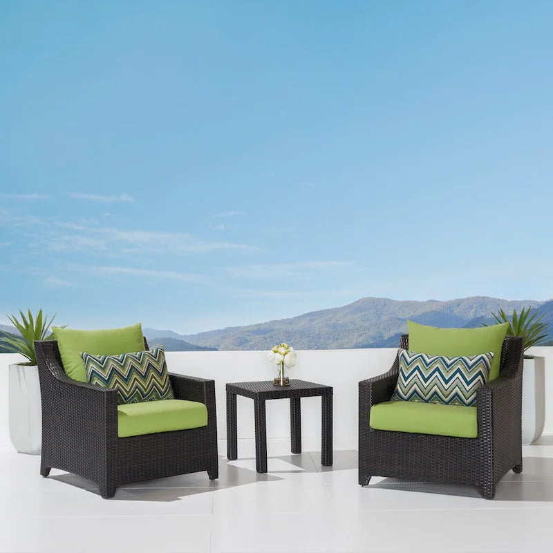Deco 3 Piece Aluminum Outdoor Patio Club Chairs & Side Table