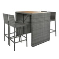 5-pieces Outdoor Patio Wicker Bar Set, Bar Height Chairs With Non-Slip Feet And Fixed Rope, Removable Cushion