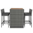 5-pieces Outdoor Patio Wicker Bar Set, Bar Height Chairs With Non-Slip Feet And Fixed Rope, Removable Cushion