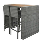 5-pieces Outdoor Patio Wicker Bar Set, Bar Height Chairs With Non-Slip Feet And Fixed Rope, Removable Cushion