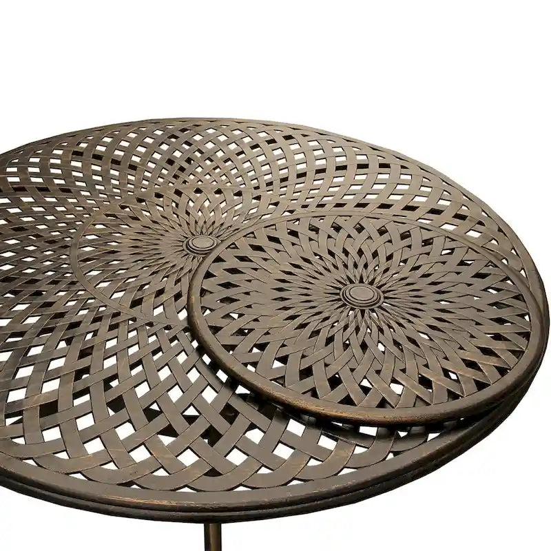 Outdoor Lattice 59-in. Round Dining Set with Lazy Susan and Six Chairs