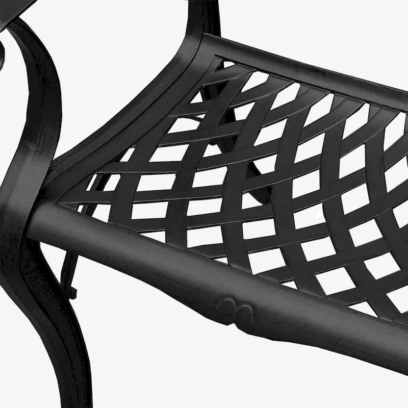 Outdoor Lattice 59-in. Round Dining Set with Lazy Susan and Six Chairs